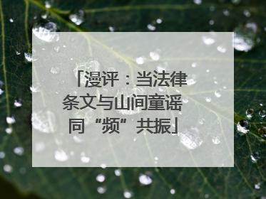 漫评：当法律条文与山间童谣同“频”共振