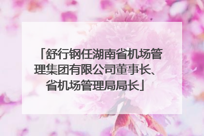 舒行钢任湖南省机场管理集团有限公司董事长、省机场管理局局长