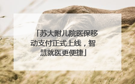 苏大附儿院医保移动支付正式上线，智慧就医更便捷