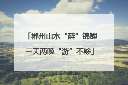 郴州山水“醉”锦鲤 三天两晚“游”不够