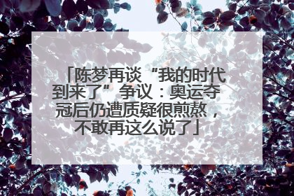 陈梦再谈“我的时代到来了”争议：奥运夺冠后仍遭质疑很煎熬，不敢再这么说了