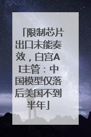 限制芯片出口未能奏效，白宫AI主管：中国模型仅落后美国不到半年