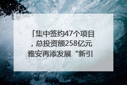 集中签约47个项目，总投资额258亿元 雅安再添发展“新引擎”｜数读西投