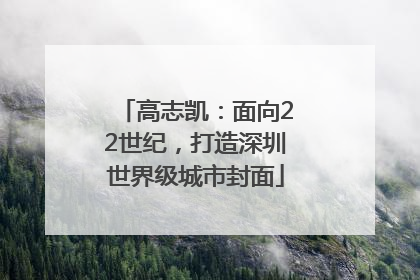 高志凯：面向22世纪，打造深圳世界级城市封面