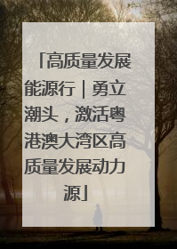 高质量发展能源行｜勇立潮头，激活粤港澳大湾区高质量发展动力源