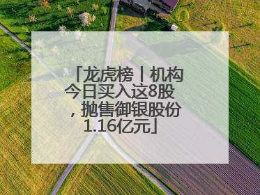 龙虎榜丨机构今日买入这8股，抛售御银股份1.16亿元