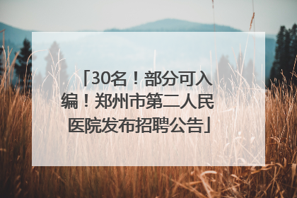 30名！部分可入编！郑州市第二人民医院发布招聘公告
