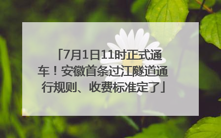 7月1日11时正式通车！安徽首条过江隧道通行规则、收费标准定了